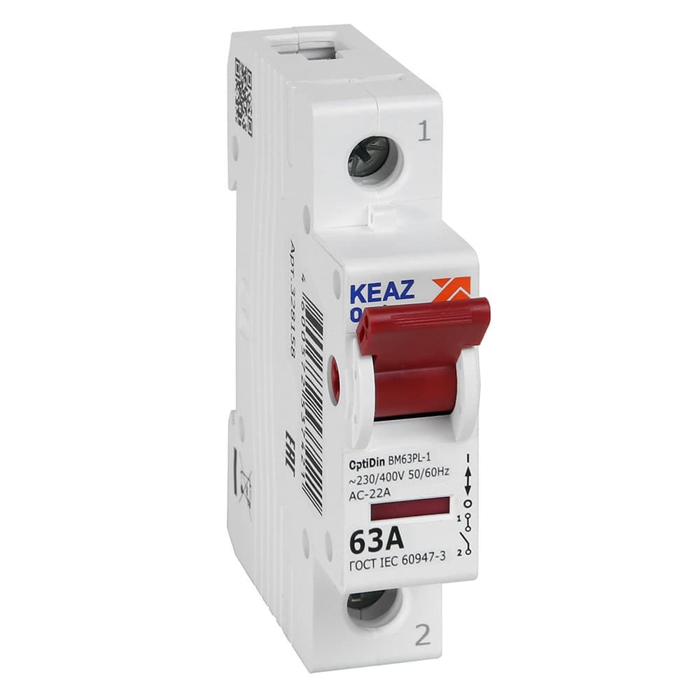 КЭАЗ OptiDin ВМ63PL Выключатель нагрузки 1P 63А 400В (BM63PL-163-УХЛ3)