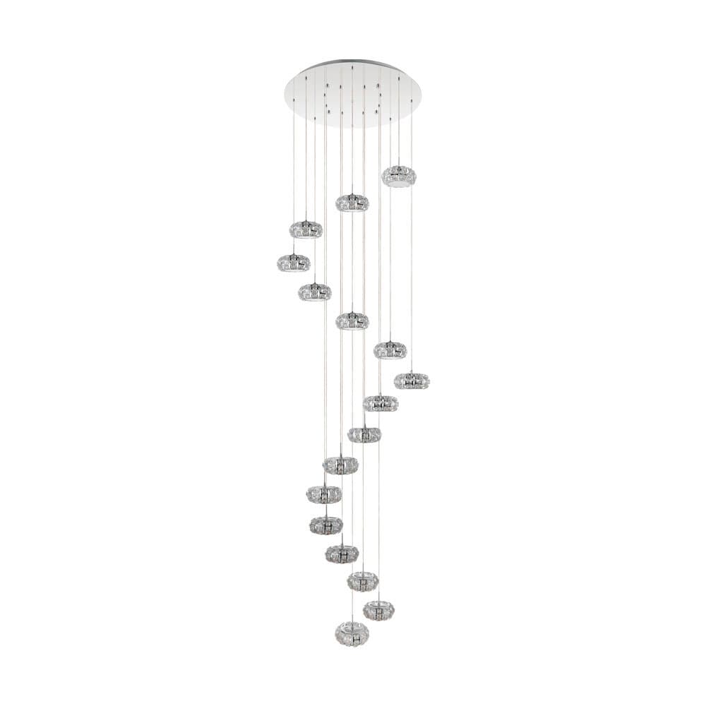 Eglo 39546 Светодиодный подвес CORLIANO 1, 17х4,5W(LED), 780, H3290, нерж. cталь, хром/хрусталь, прозрачный