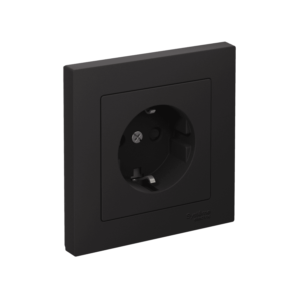 Systeme Electric AtlasDesign Карбон Розетка с заземлением со шторками, 16А, в сборе, быстрозажим. клем.