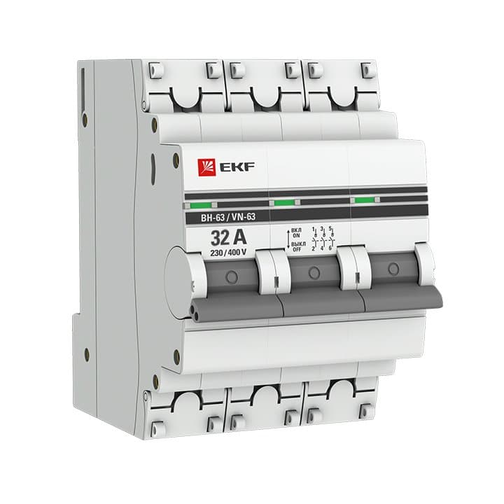 EKF PROxima Выключатель нагрузки 3P 32А ВН-63 SL63-3-32-pro