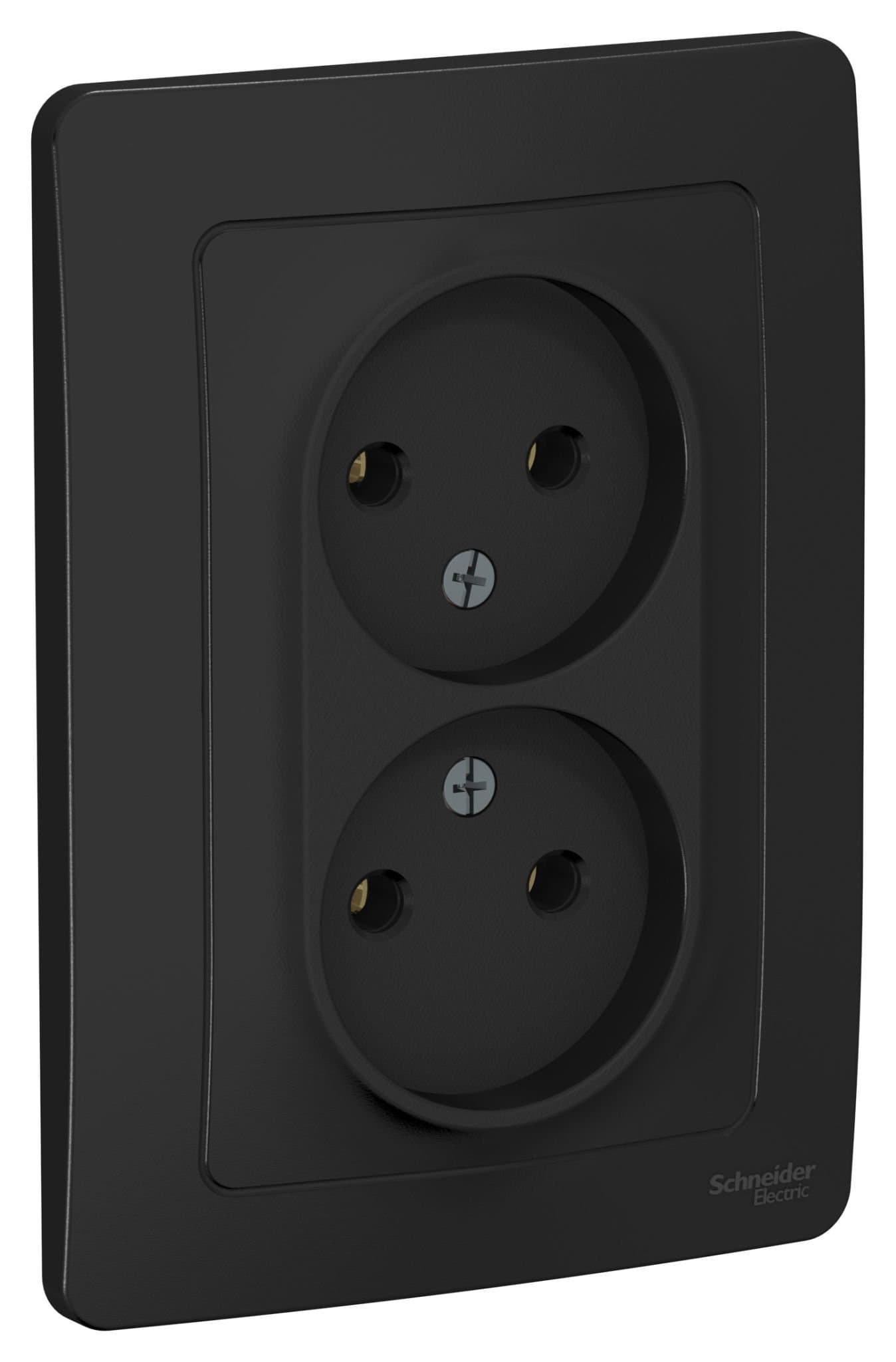 Systeme Electric Blanca внутр Антрацит Розетка 2-ая б/з без шторок, 16А, 250В