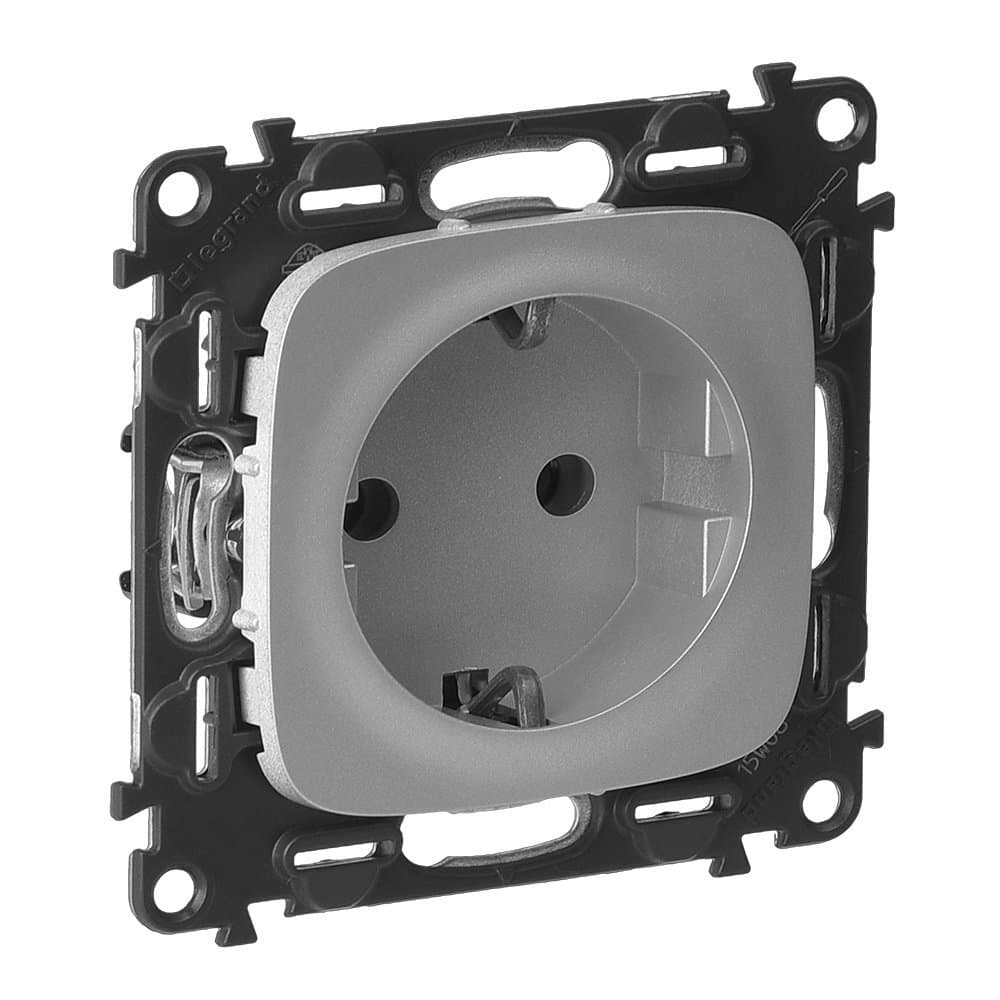 Legrand Valena ALLURE DIY Алюм Розетка 1-ая с/з, винт.зажим 753935