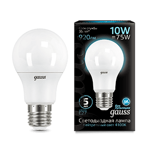 Gauss Лампа A60 10W 920lm 4100K E27 LED 102502210