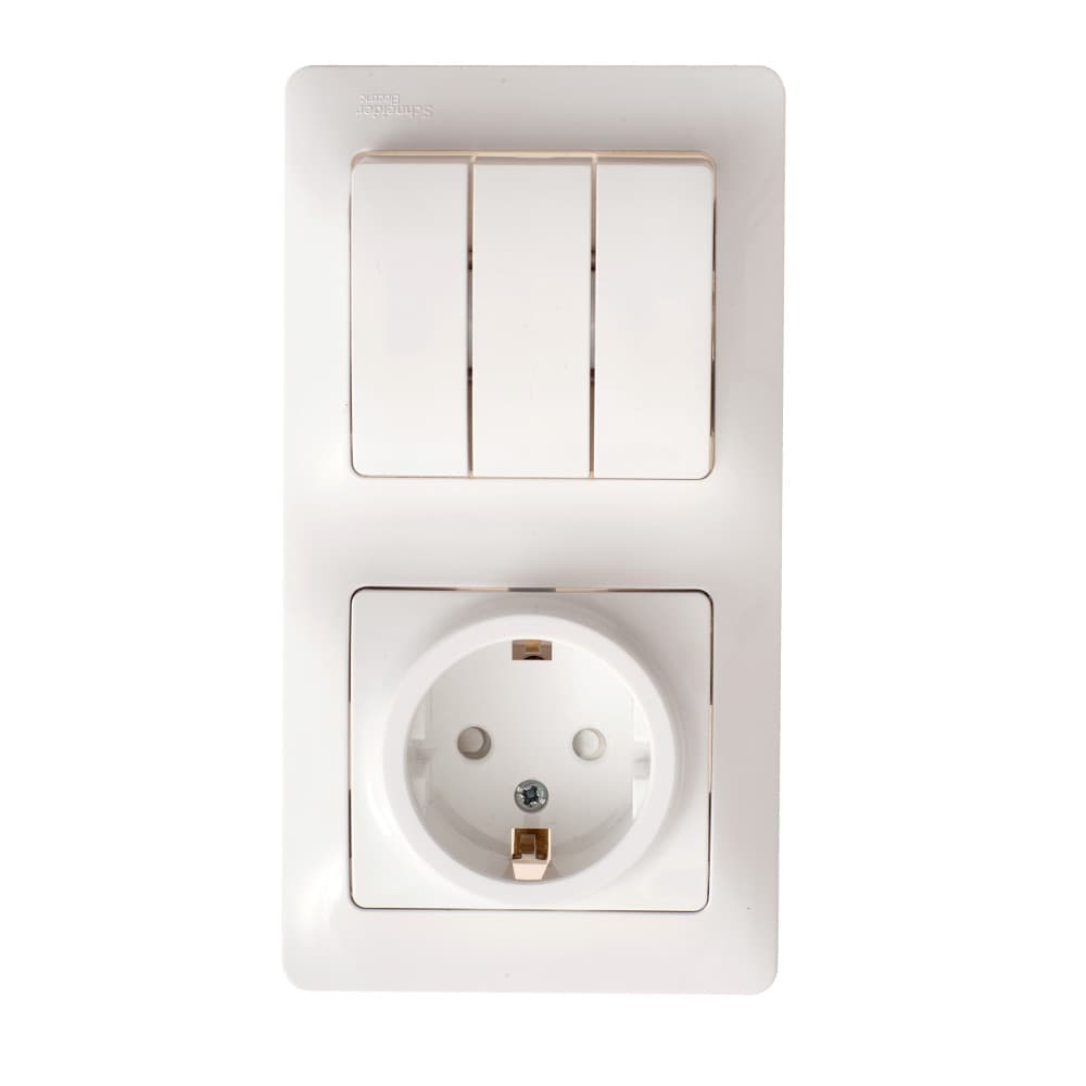 Systeme Electric Glossa Бел Блок: розетка и 3-кл. выключатель