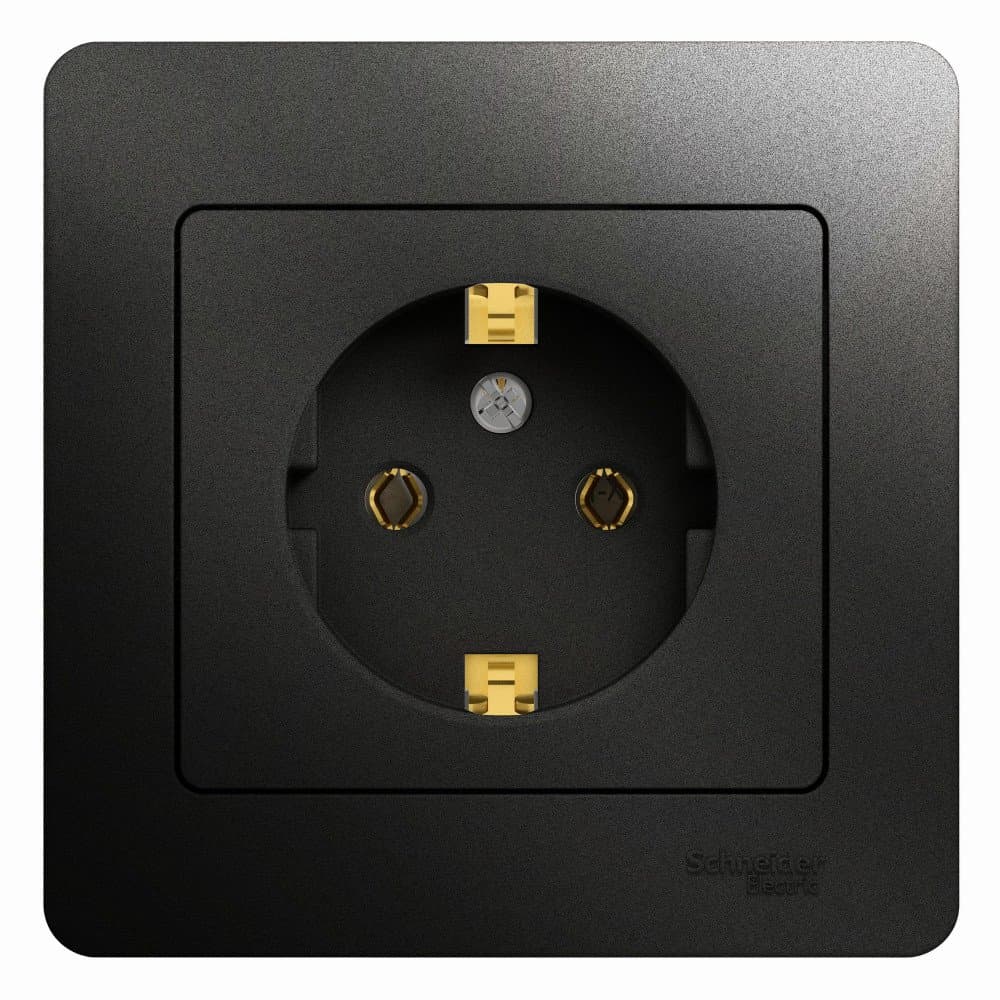 Systeme Electric Glossa Антрацит Розетка с/з, 16А (в сборе)