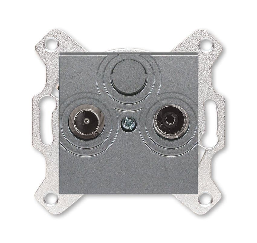 ABB EPJ Levit сталь / дымчатый чёрный Розетка TV-R, оконечная, сталь 2CHH083503A6069