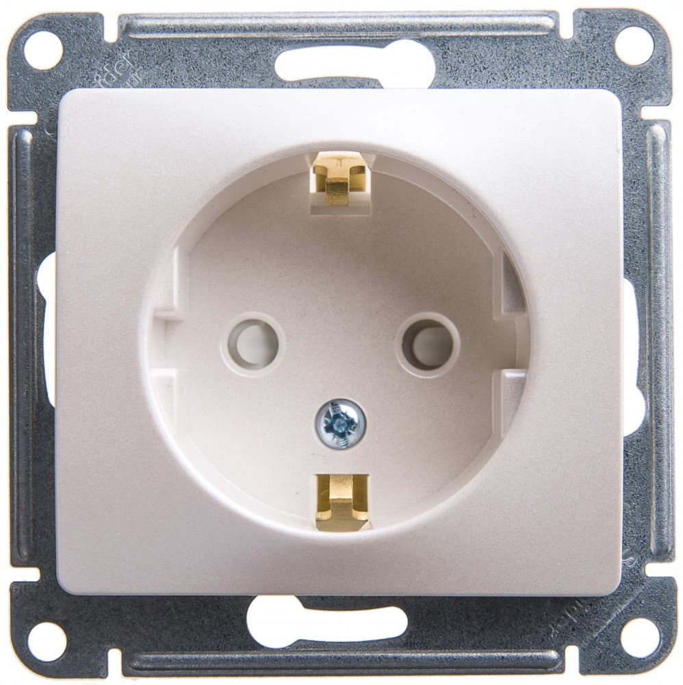 Systeme Electric Glossa Перламутр Розетка с/з со шторками, 16А