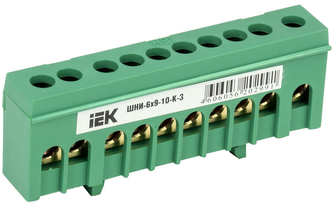 IEK Шина PE земля в корп изол на DIN-рейку ШНИ-6х9-10-К-З