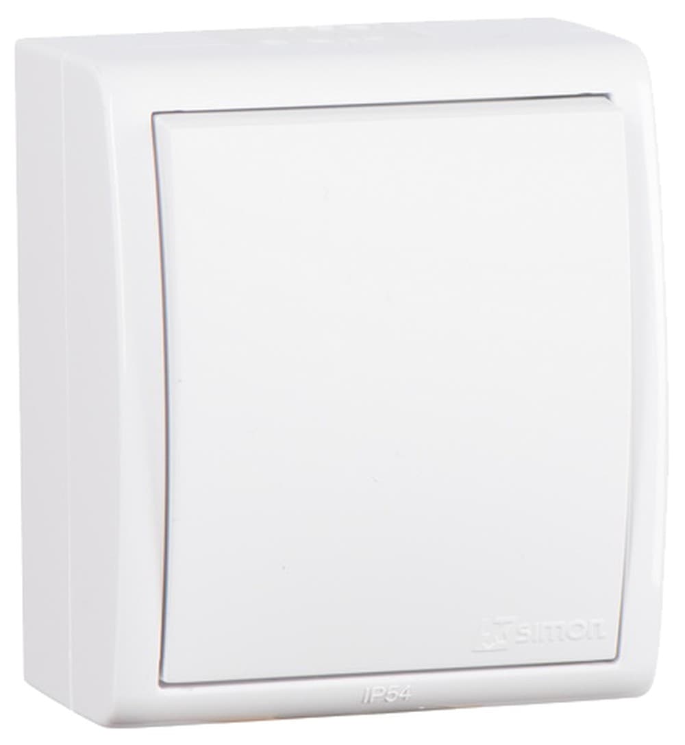 Simon 15 Aqua Белый Выключатель 1-клавишный с подсветкой наружный, IP54 1594104-030