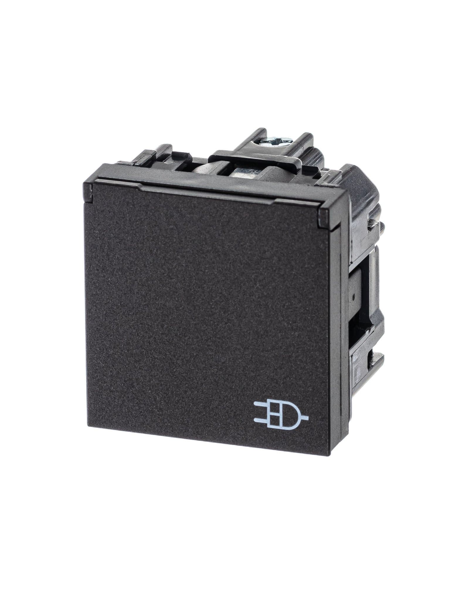ABB NIE Zenit Антрацит Розетка с/з с защитными шторками с крышкой 2 мод 2CLA228810N1801