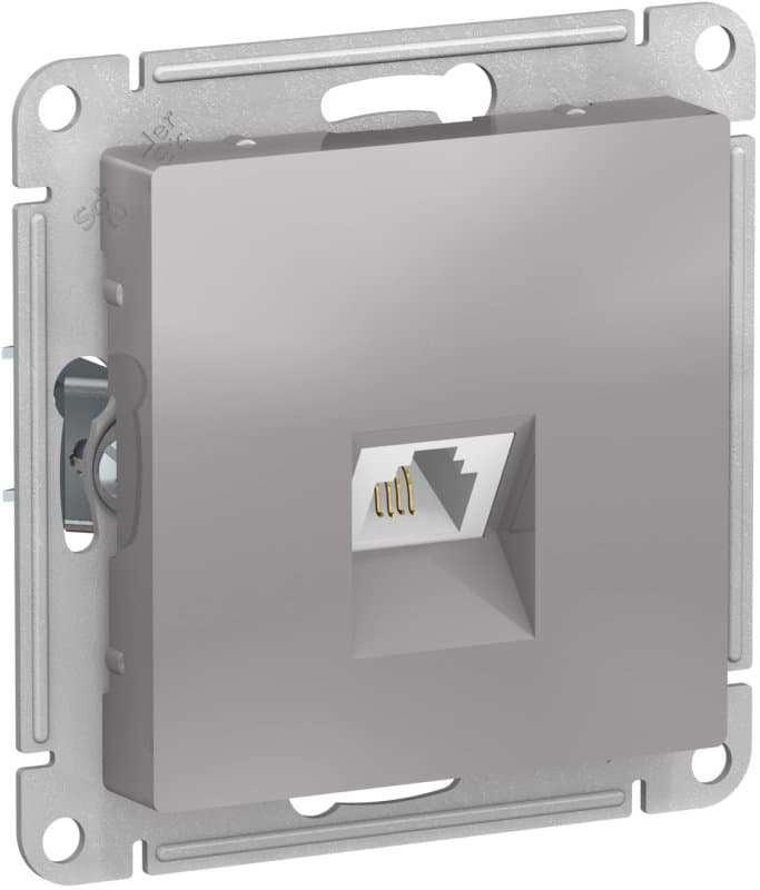 Systeme Electric AtlasDesign Алюминий Розетка телефонная RJ11, механизм