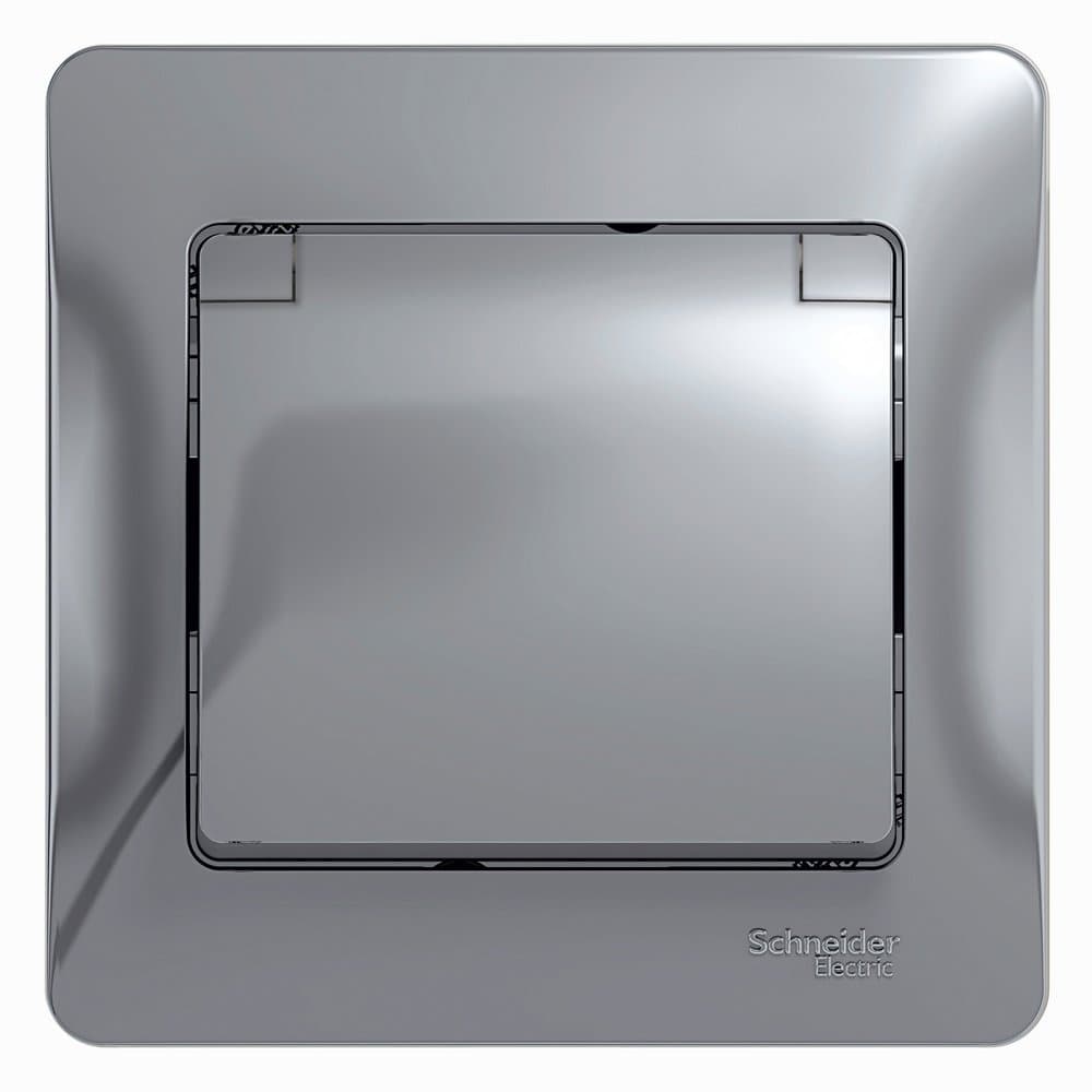 Розетка с заземлением (2К+З) Systeme Electric Glossa, со шторками и крышкой, 16 А, IP20, в сборе, цвет алюминий GSL000346