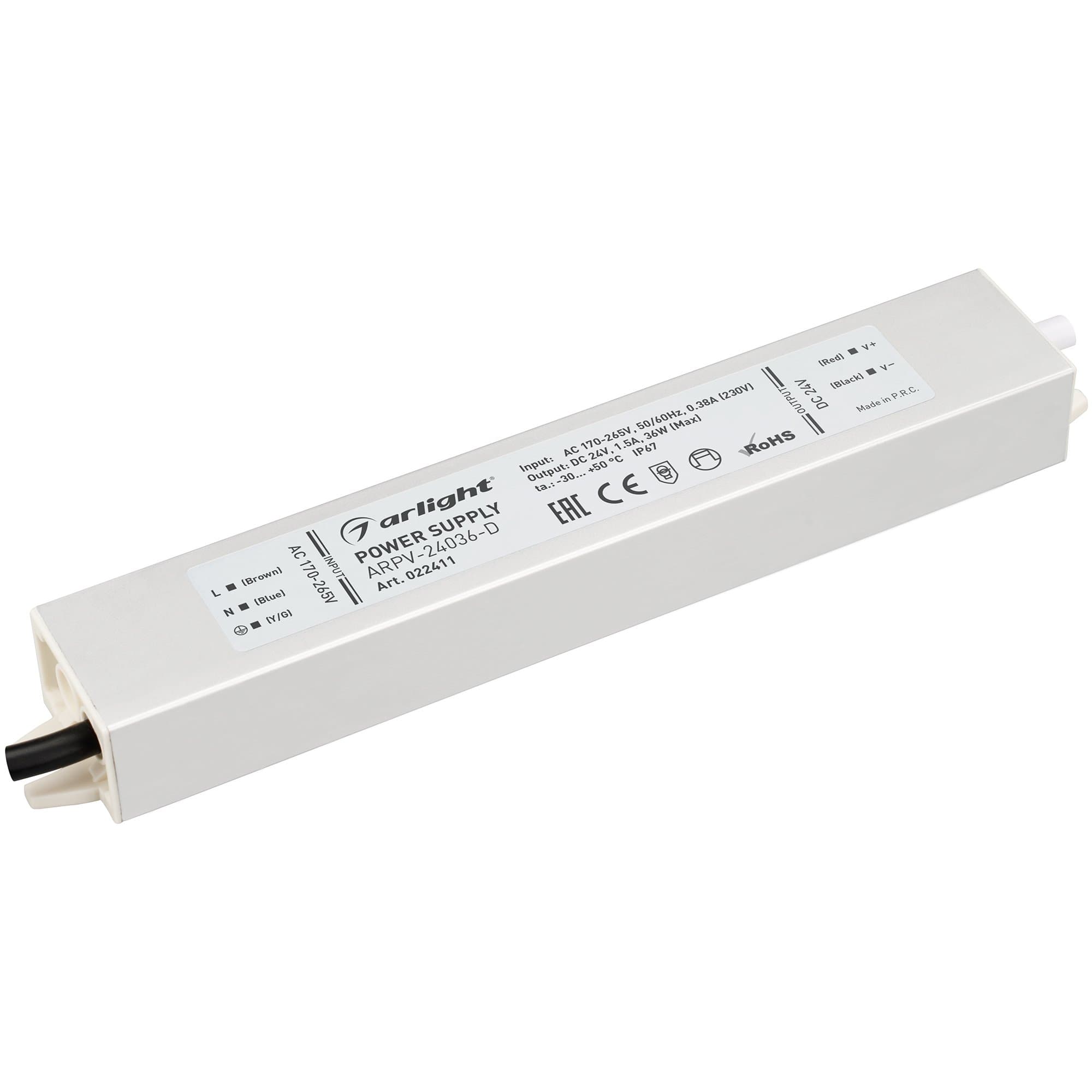 Arlight Блок питания ARPV-24036-D (24V, 1.5A, 36W) (IP67 Металл, 3 года) 022411