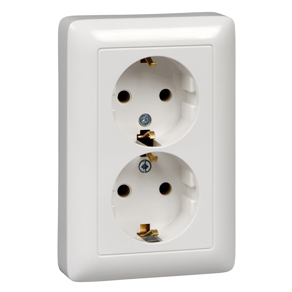 Systeme Electric Wessen ХИТ внутр Бел Розетка 2-ая с/з без шторок, 16А, 250В