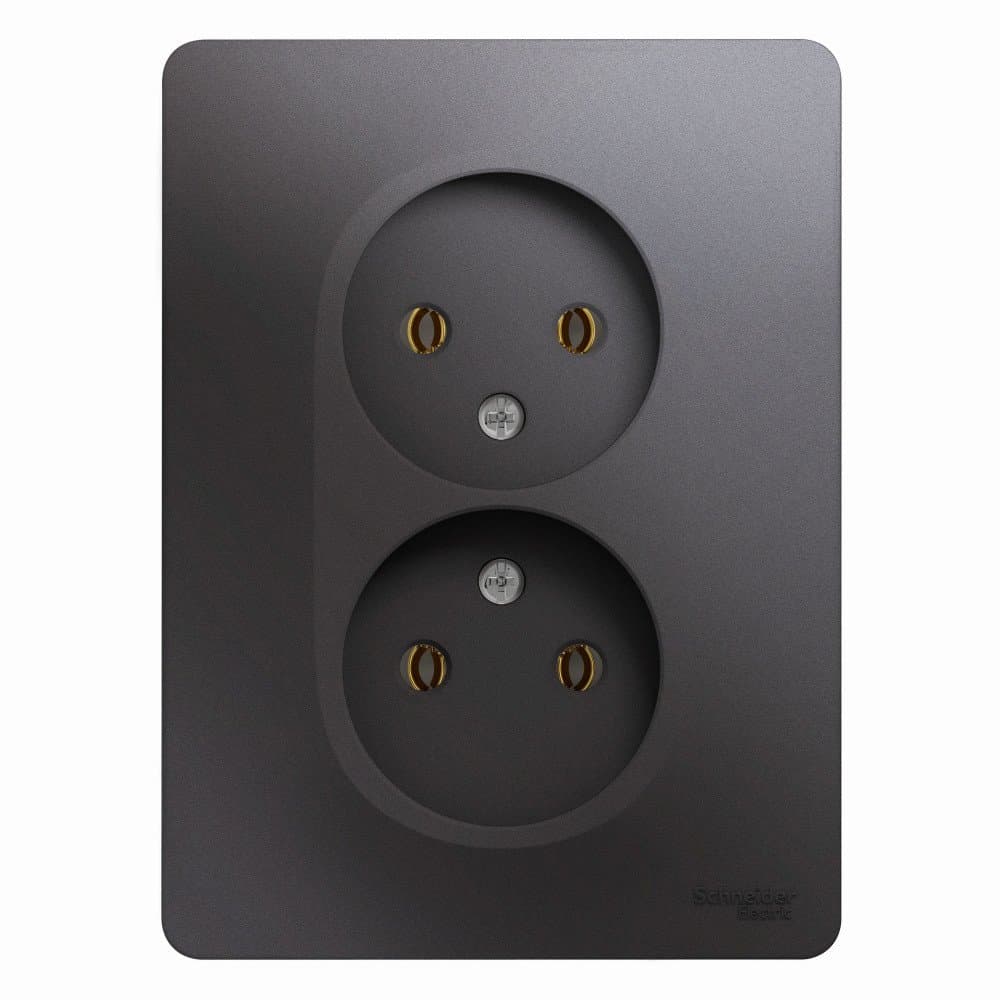 Systeme Electric Glossa Графит Розетка 2-ая б/з (в сборе)