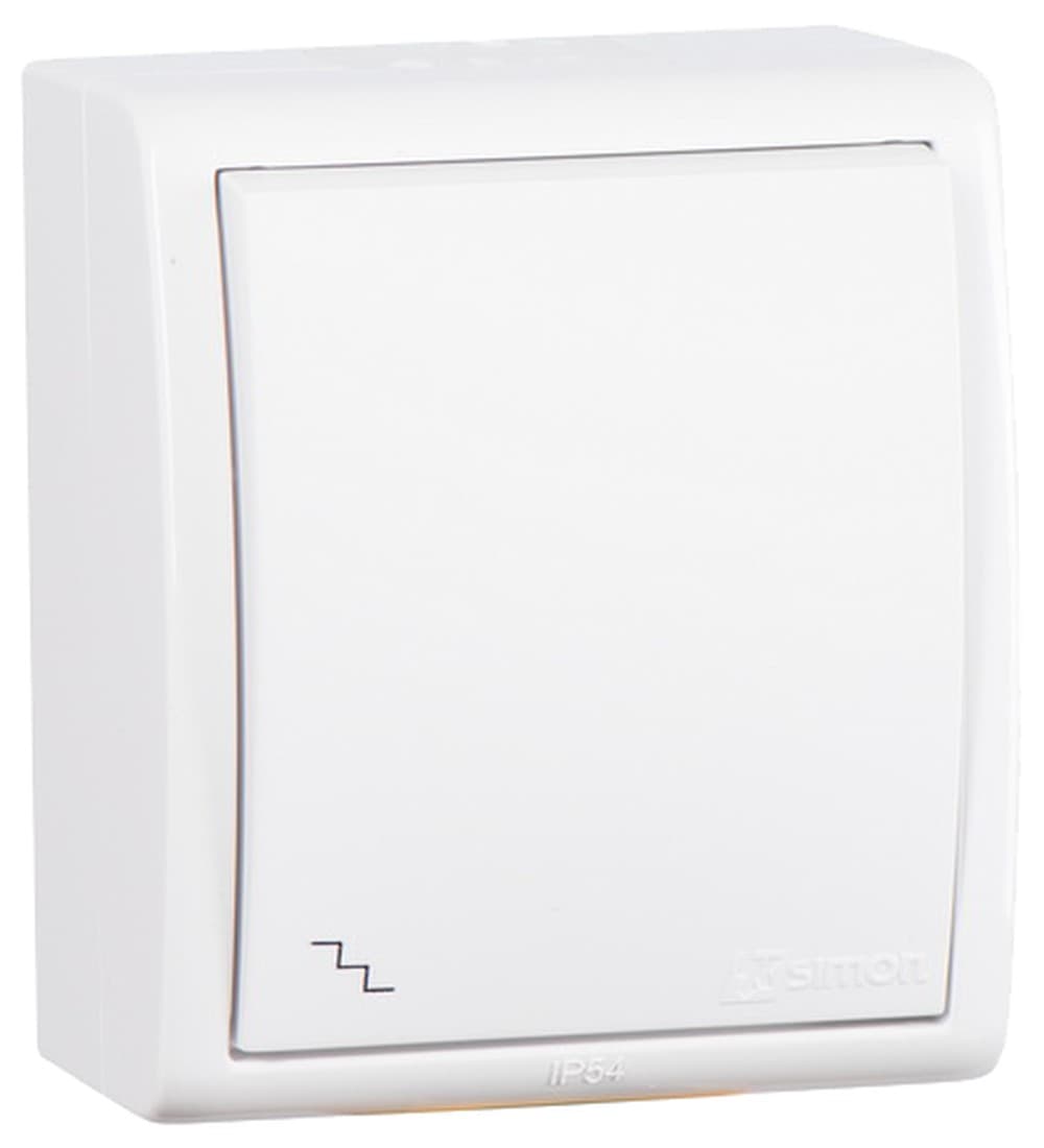Simon 15 Aqua Белый Переключатель 1-клавишный с подсветкой наружный, IP54 1594204-030