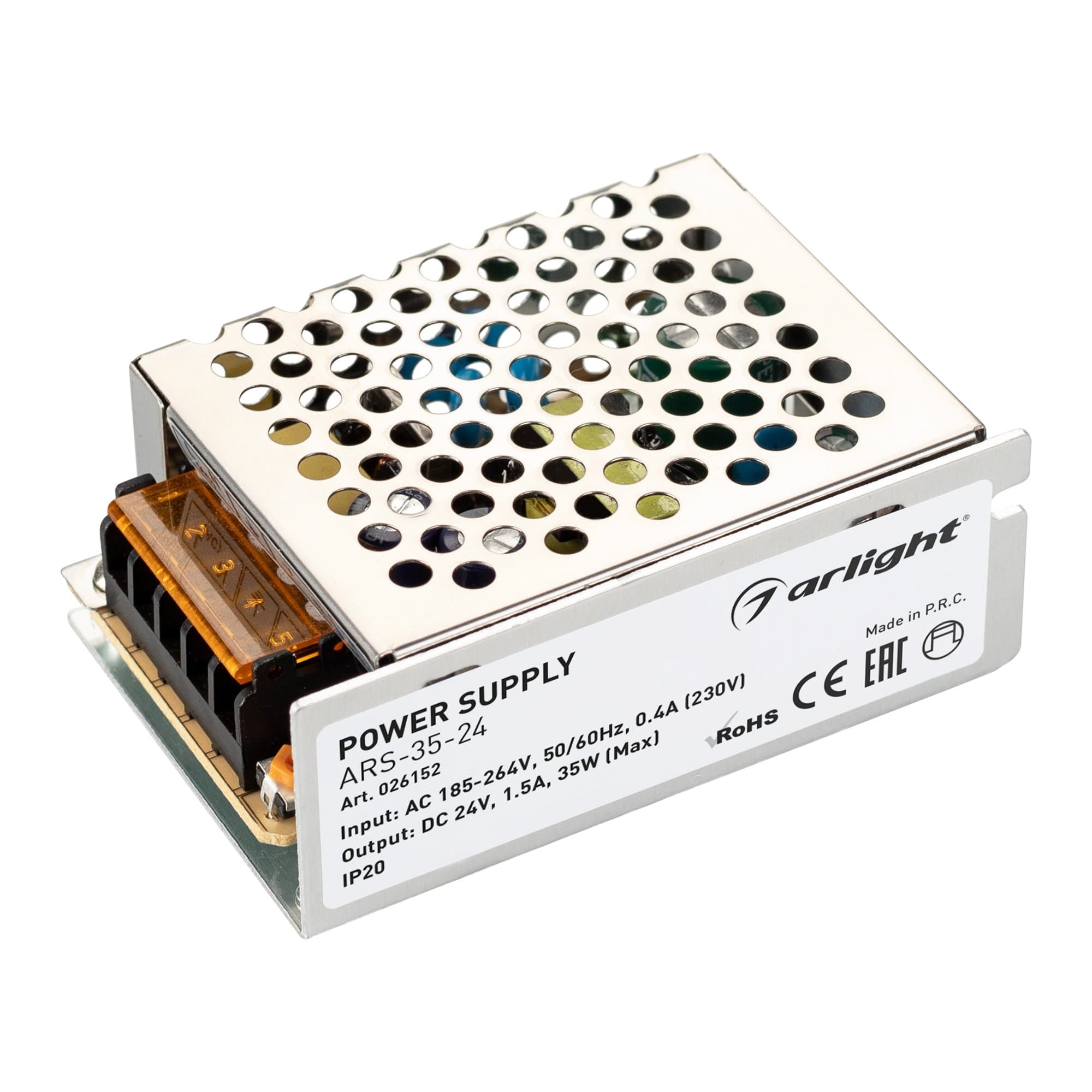 Arlight Блок питания ARS-35-24 (24V, 1.5A, 35W) (IP20 Сетка, 2 года) 026152