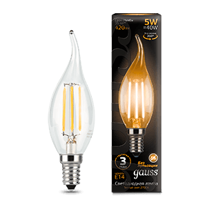 Gauss Лампа Filament Свеча на ветру 5W 420lm 2700К Е14 LED 104801105