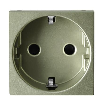 ABB NIE Zenit Шампань Розетка с/з с защитными шторками, безвинт. зажим, 2 мод 2CLA228860N1901