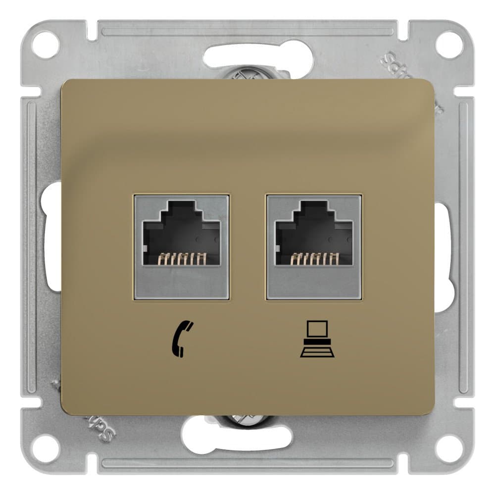 Systeme Electric Glossa Титан Розетка 2-я RJ11+RJ45, кат.5E