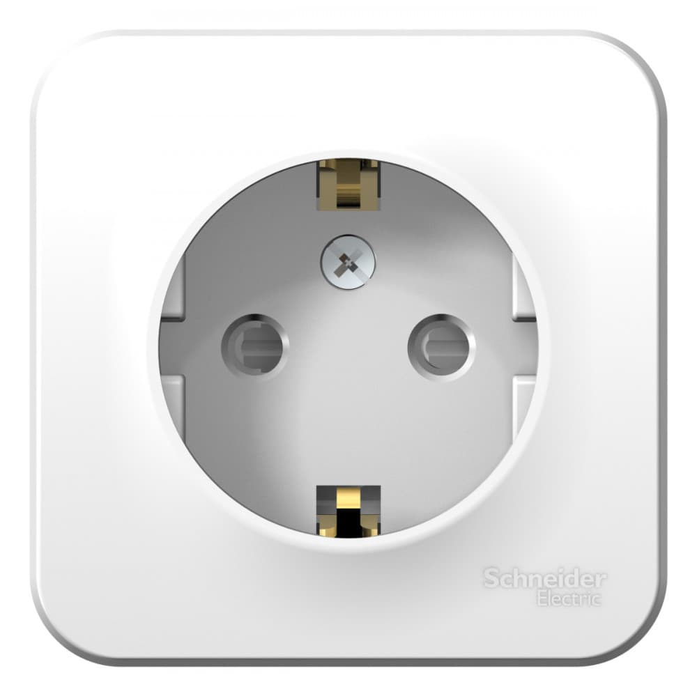 Systeme Electric Blanca наруж Бел Розетка с/з со шторками 16А, 250В, изолир. пластина