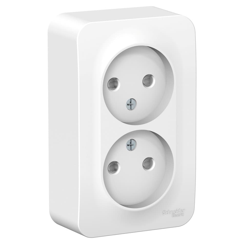 Systeme Electric Blanca наруж Бел Розетка 2-ая б/з со шторками 16А, 250В, изолир. пластина