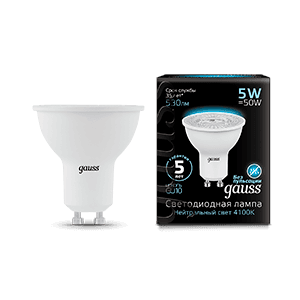 Gauss Лампа MR16 5W 530lm 4100K GU10 LED 101506205