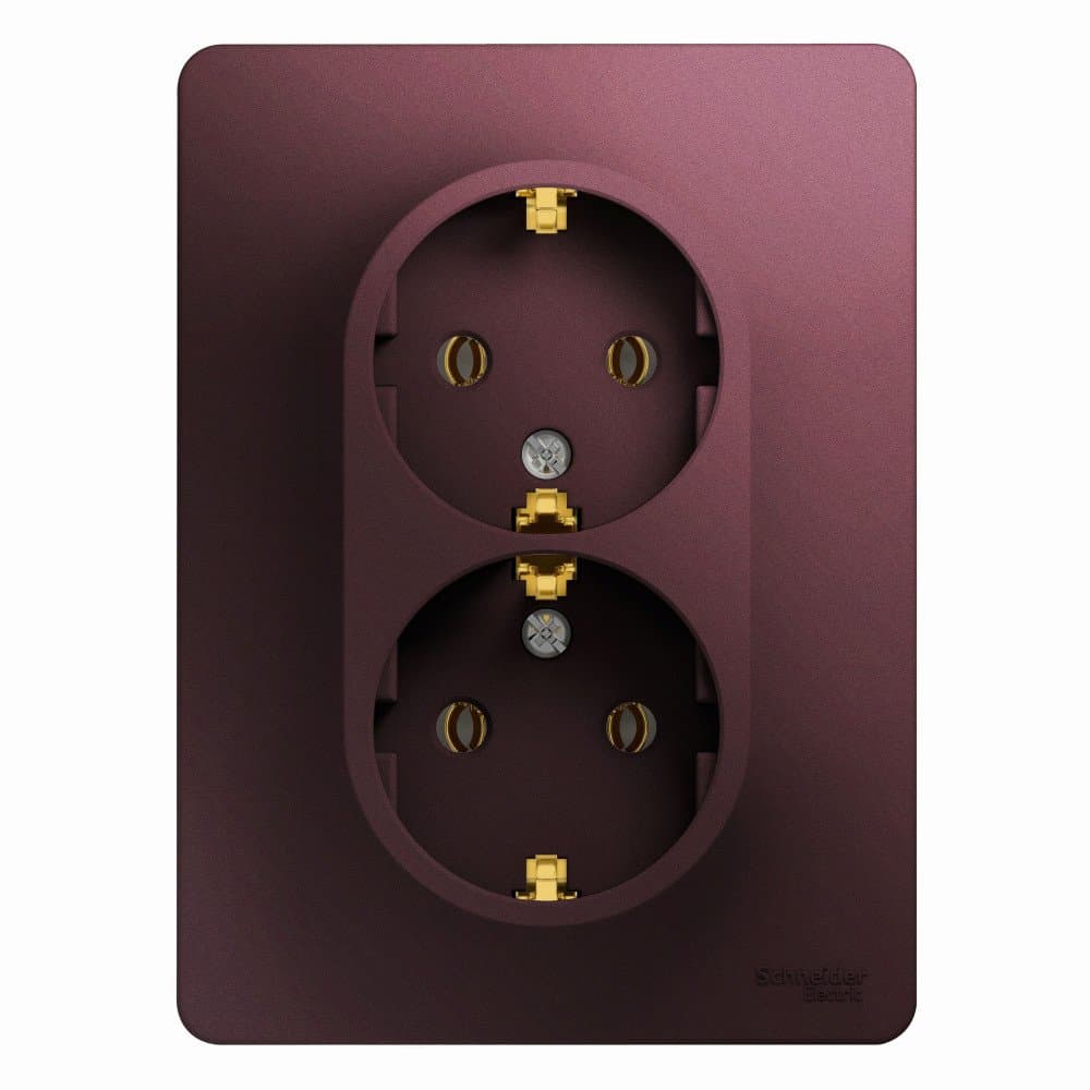 Systeme Electric Glossa Баклажановый Розетка 2-ая с/з (в сборе)