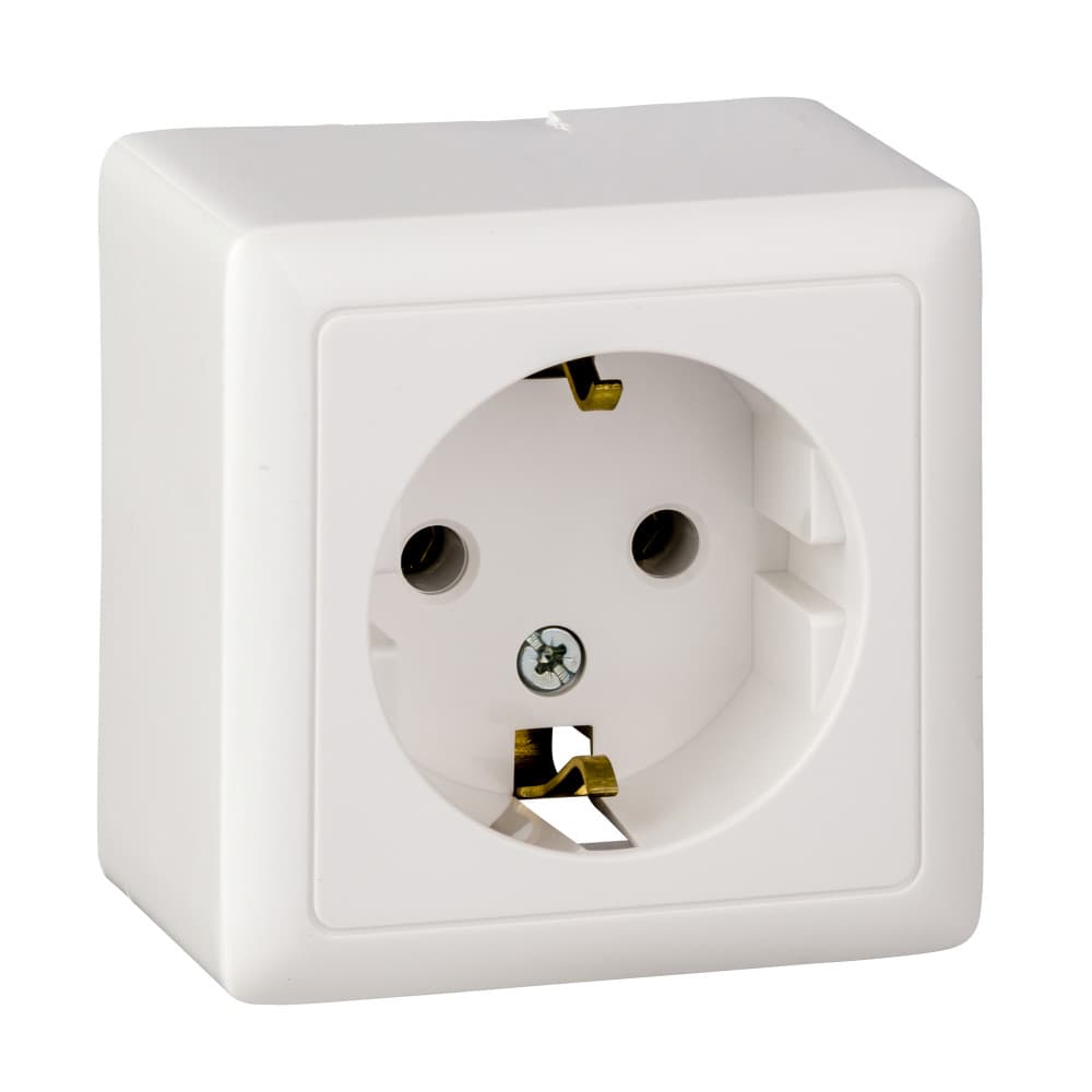 Systeme Electric Wessen ХИТ наруж Бел Розетка с/з без шторок, 16А, 250В