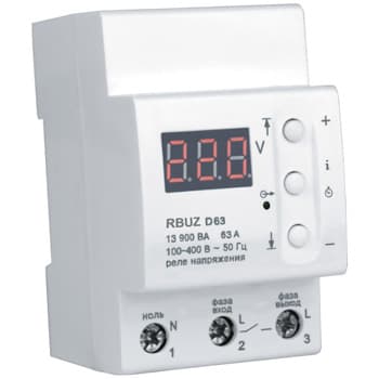RBUZ Реле напряжения 63А (max 80А) 13900ВА D63