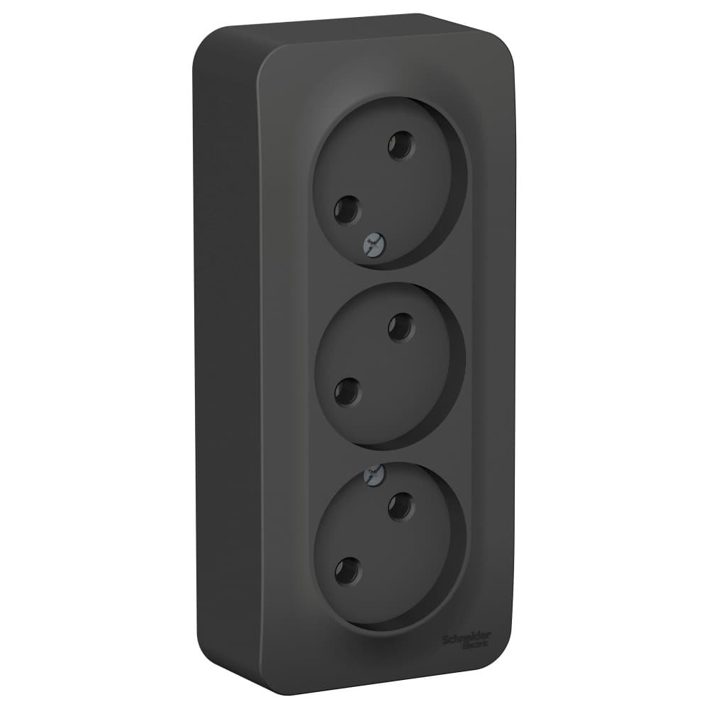 Systeme Electric Blanca наруж Антрацит Розетка 3-ая б/з без шторок 16А, 250В, изолир. пластина