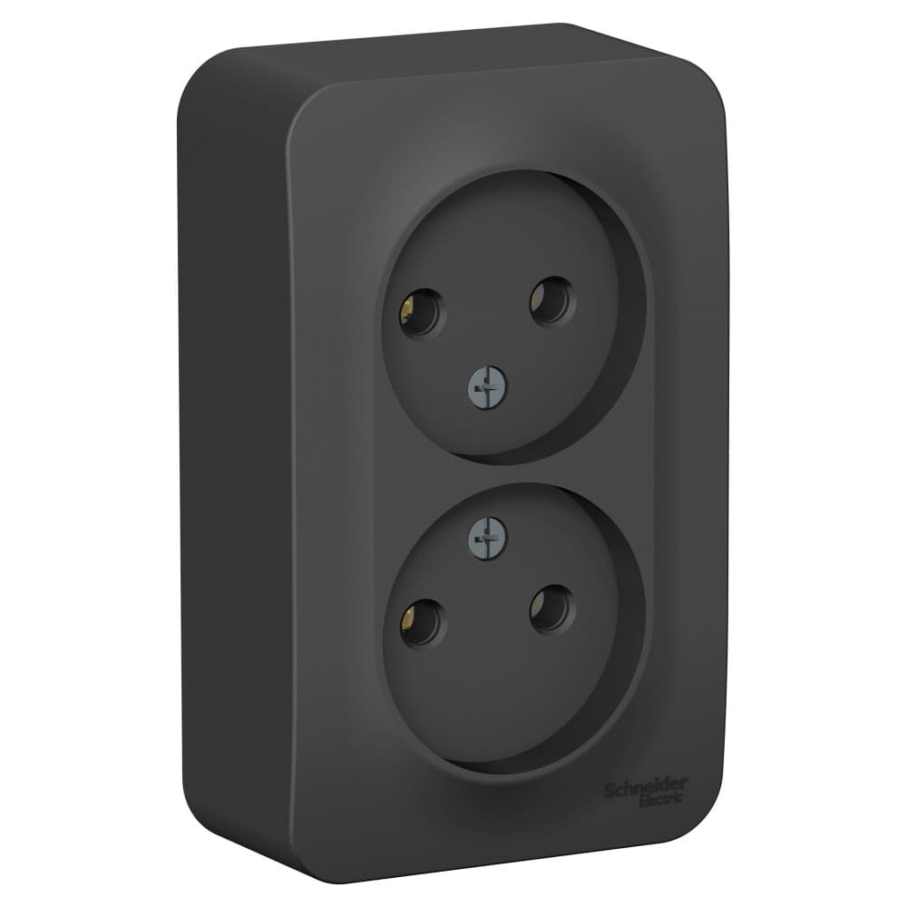 Systeme Electric Blanca наруж Антрацит Розетка 2-ая б/з без шторок 16А, 250В, изолир. пластина