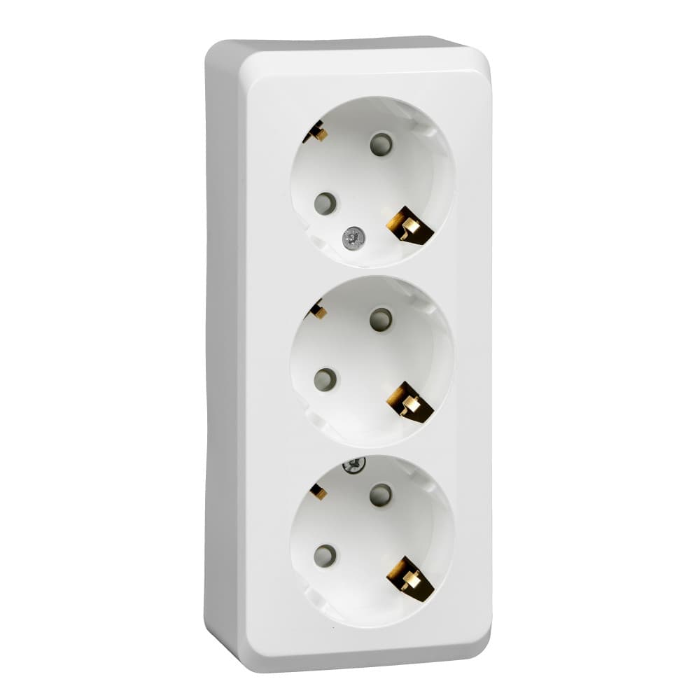 Systeme Electric Этюд наруж Бел Розетка 3-ая с/з со шторками 16А 250B