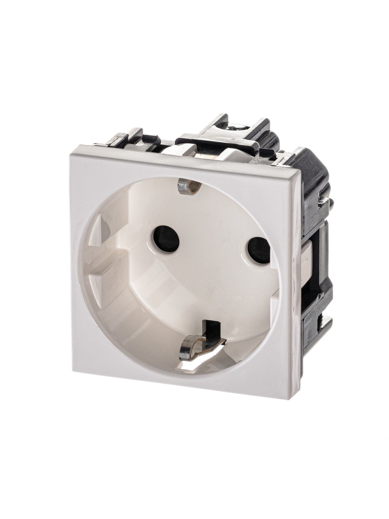 ABB NIE Zenit Бел Розетка с/з с защитными шторками, винт. зажим, 2 мод 2CLA228800N1101
