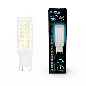 Gauss Лампа G9 AC185-265V 5,5W 550lm 4100K керамика диммируемая LED 107309255-D