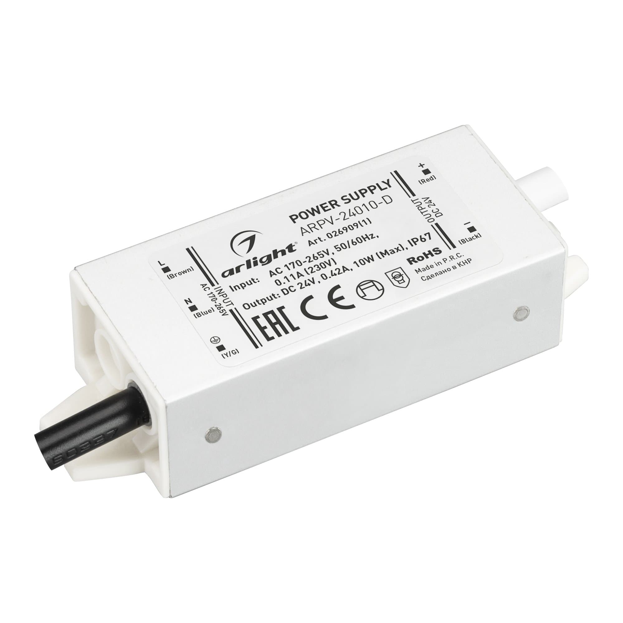 Arlight Блок питания ARPV-24010-D (24V, 0.42A, 10W) (IP67 Металл, 3 года) 026909(1)