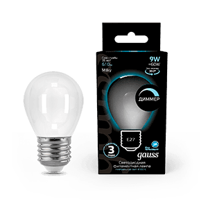 Gauss Лампа Filament Шар 9W 610lm 4100К Е27 milky диммируемая LED 105202209-D