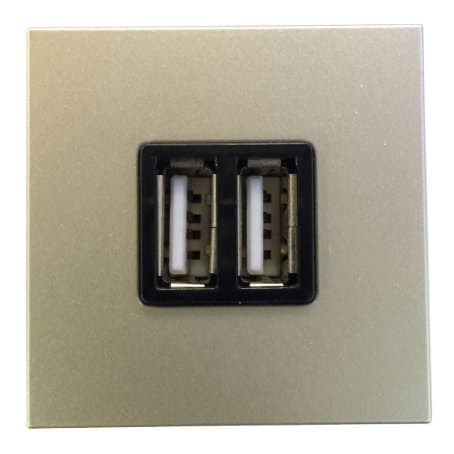 ABB NIE Zenit Шампань Механизм USB зарядного устройства, 2М, 2х750 мА / 1х1500мА 2CLA228500N1901