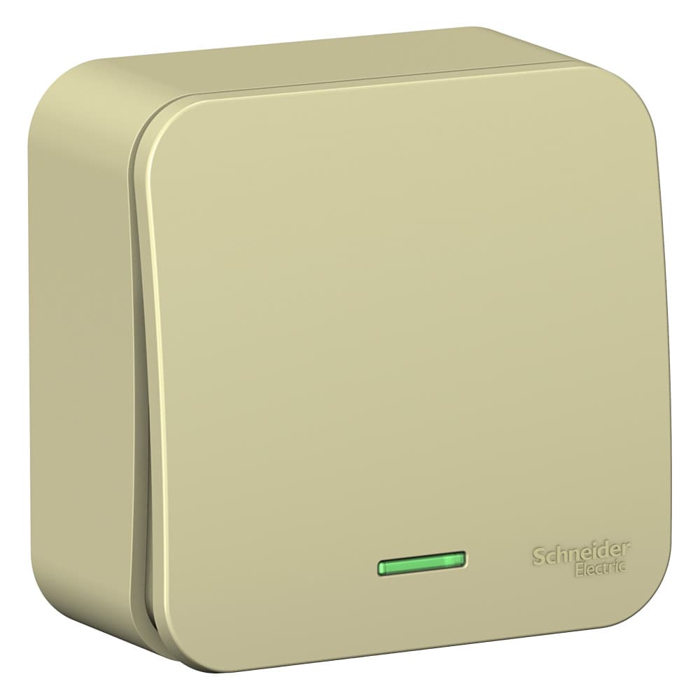 Systeme Electric Blanca наруж Беж Выключатель 1-клавишный (cх.1) с подсветкой, изолир. пластина 10А,250B