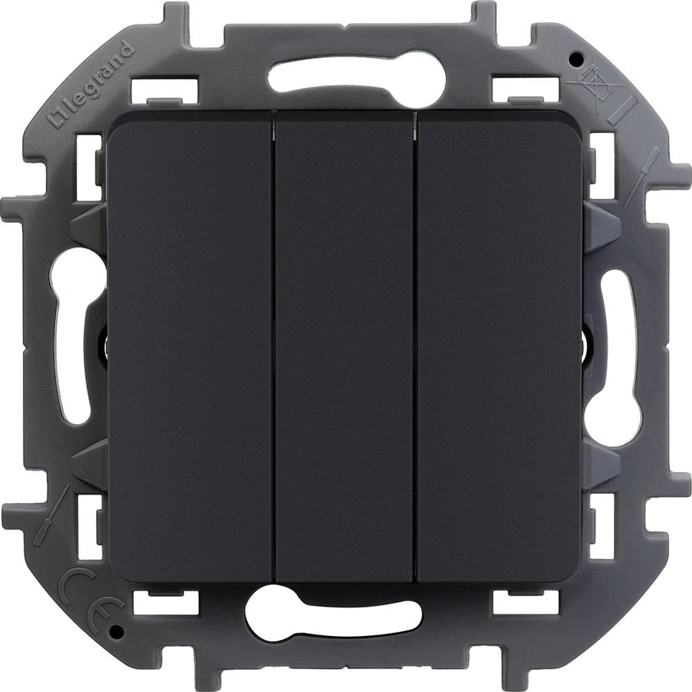 Legrand INSPIRIA Антрацит Выключатель трехклавишный 10 AX - 250 В 673643