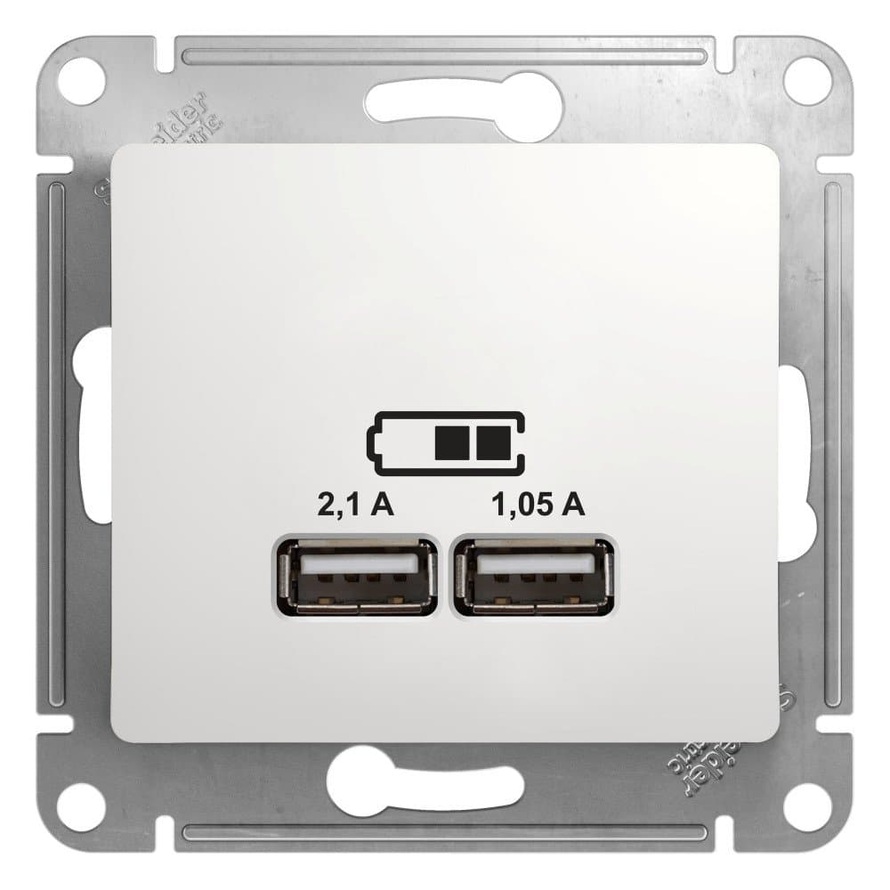 Systeme Electric Glossa Бел Розетка USB 5В/2,1А, 2х5В/1,05А