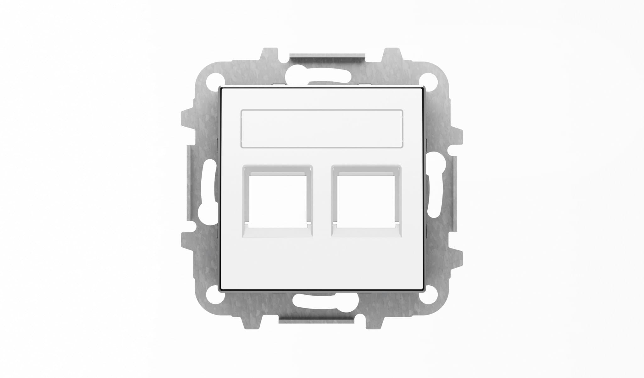 ABB SKY Альпийский белый Накладка для 2-х суппортов/разъёмов типа 2017... и/или 2018..., со шторками и полем для надписи 2CLA851820A1101