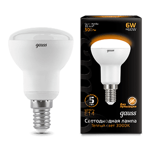 Gauss Лампа R50 6W 500lm 3000K Е14 LED 106001106
