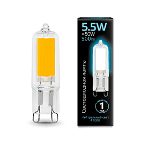Gauss Лампа G9 AC220-240V 5.5W 500lm 4100K стекло LED 107809205