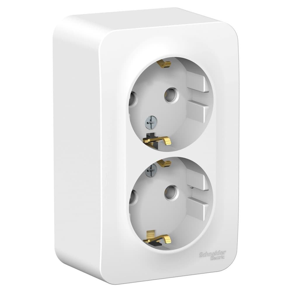 Systeme Electric Blanca наруж Бел Розетка 2-ая с/з без шторок 16А, 250В, изолир. пластина
