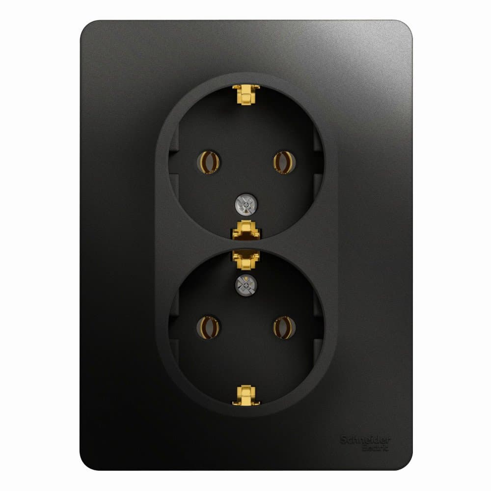 Systeme Electric Glossa Антрацит Розетка 2-ая с/з, 16А (в сборе)