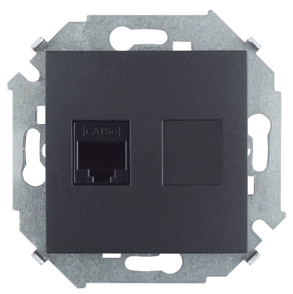 Simon 15 Графит Розетка компьютерная RJ45 кат.5е (АМР) 1591551-038