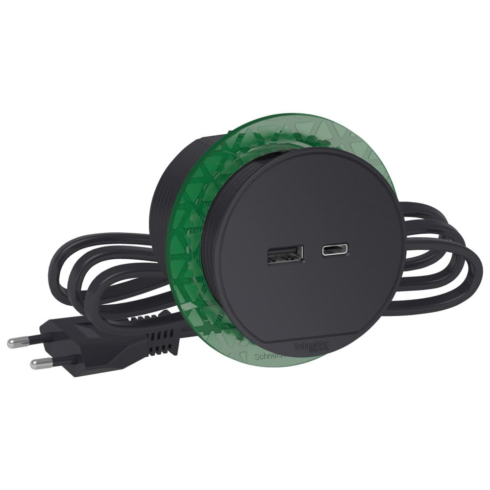 SE Unica System+ Антрацит Блок розеточный usb тип А + тип С INS44009