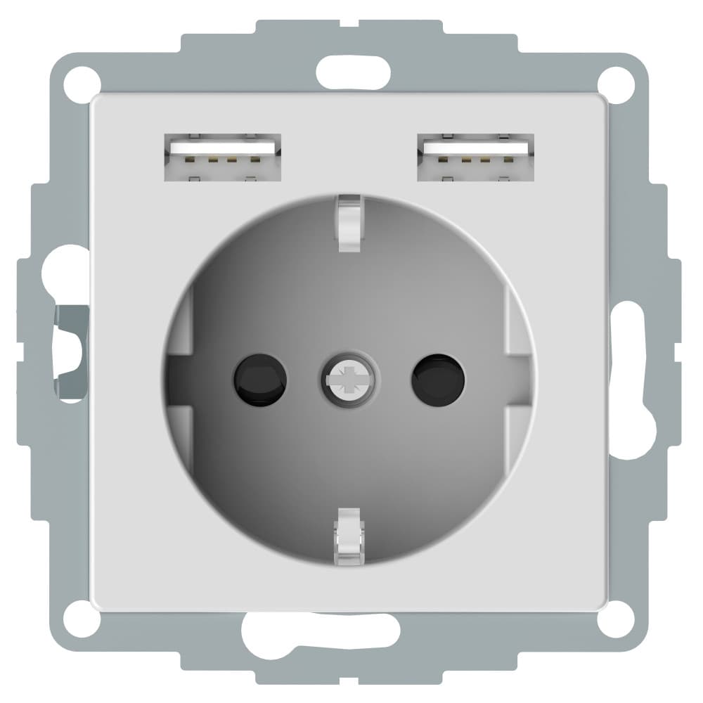 SE Merten SM Aquain Бел Актив Розетка Schuko с 2 USB c зарядным устройством 2,4 A MTN2366-0325