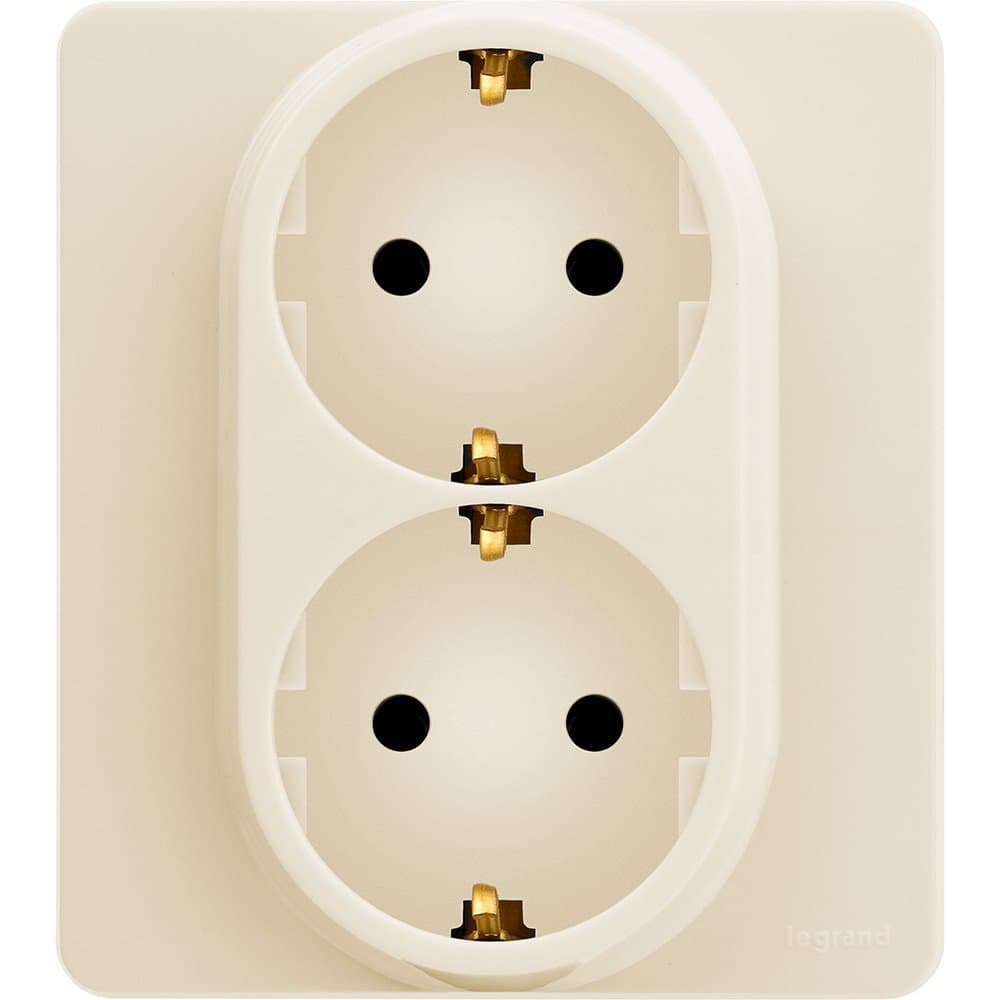 Legrand INSPIRIA Слоновая кость Розетка 2 x 2К+З - немецкий стандарт - 16 А - 250 В 673751